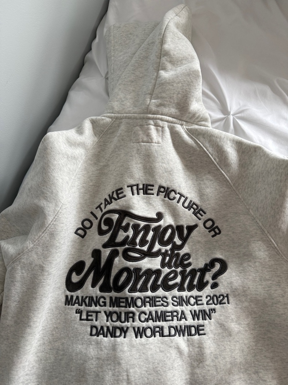 "Enjoy the Moment" Light Gray Hoodie